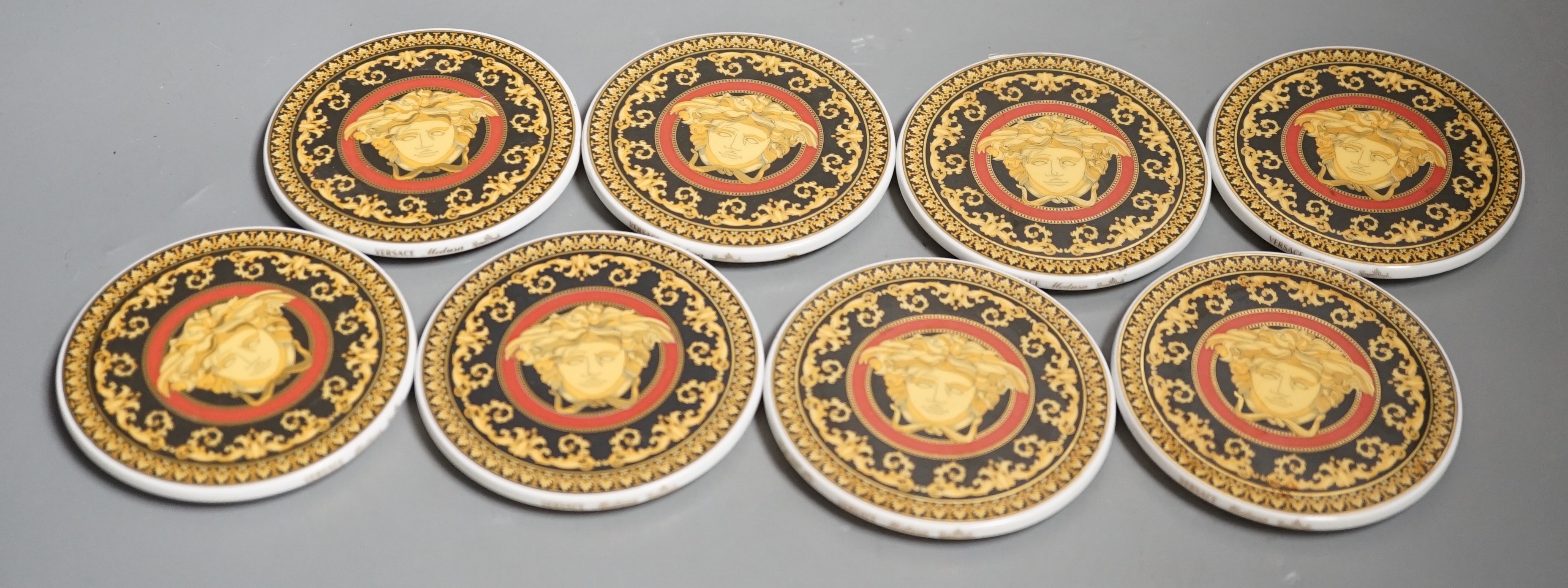 Rosenthal for Versace. A Medusa pattern set of eight coasters, 9cm